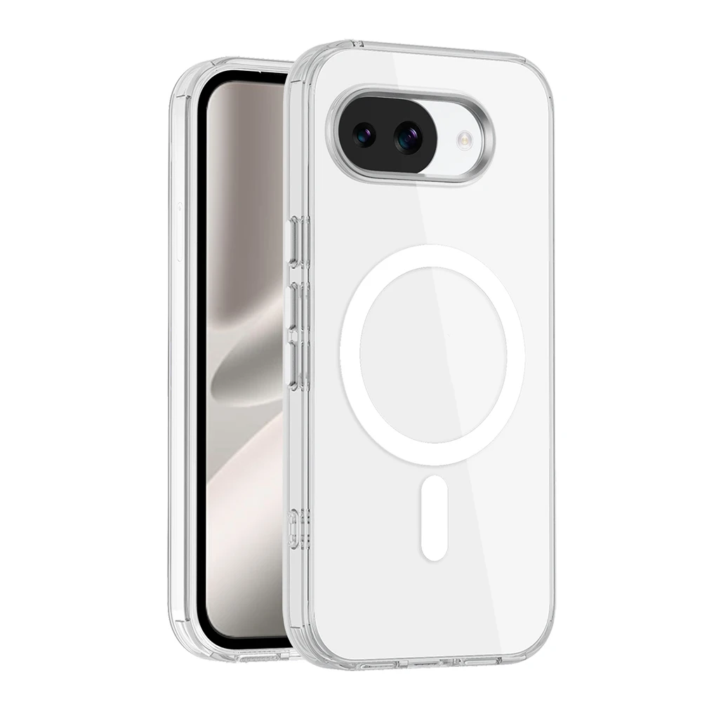 Luxury Clear Acrylic Magnetic Case with Wireless Charging and Shockproof Bumper Cover