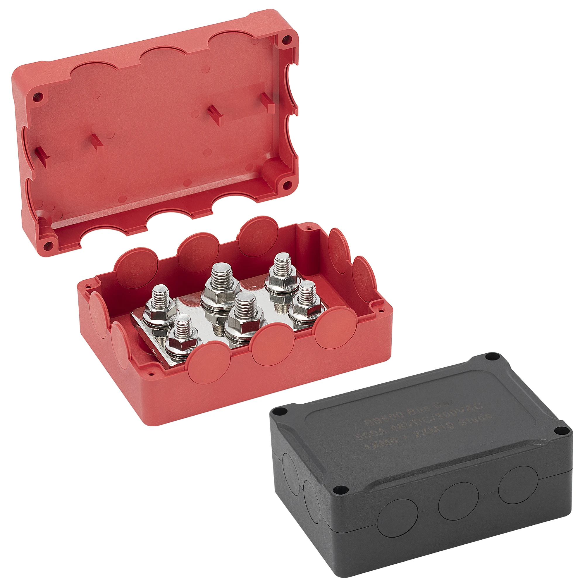 500a Marine Bus Bar 48v Automotive Power Distribution Block Big Current 6 Studs With Red Black