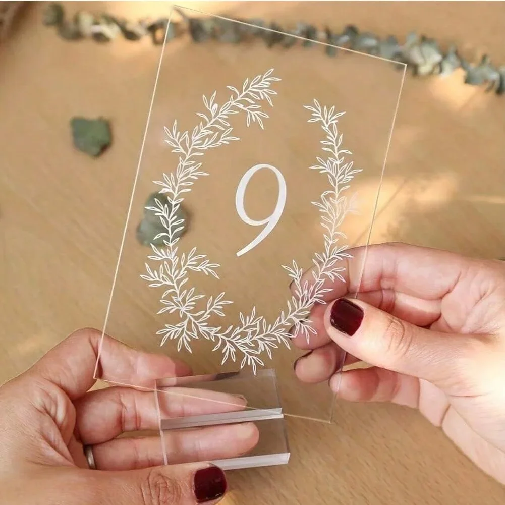 Clear Arch Table Numbers for Wedding, 4x6 Inch Arched Acrylic Table Numbers 1-20 with Acrylic Stands, Clear Arch Tableto