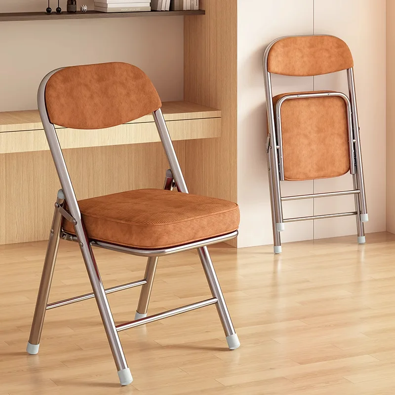 Portable Folding Dining Chair Stool Backrest Lightweight Space Saving Padded Seat Metal Frame Home Kitchen Office Dorm Furniture