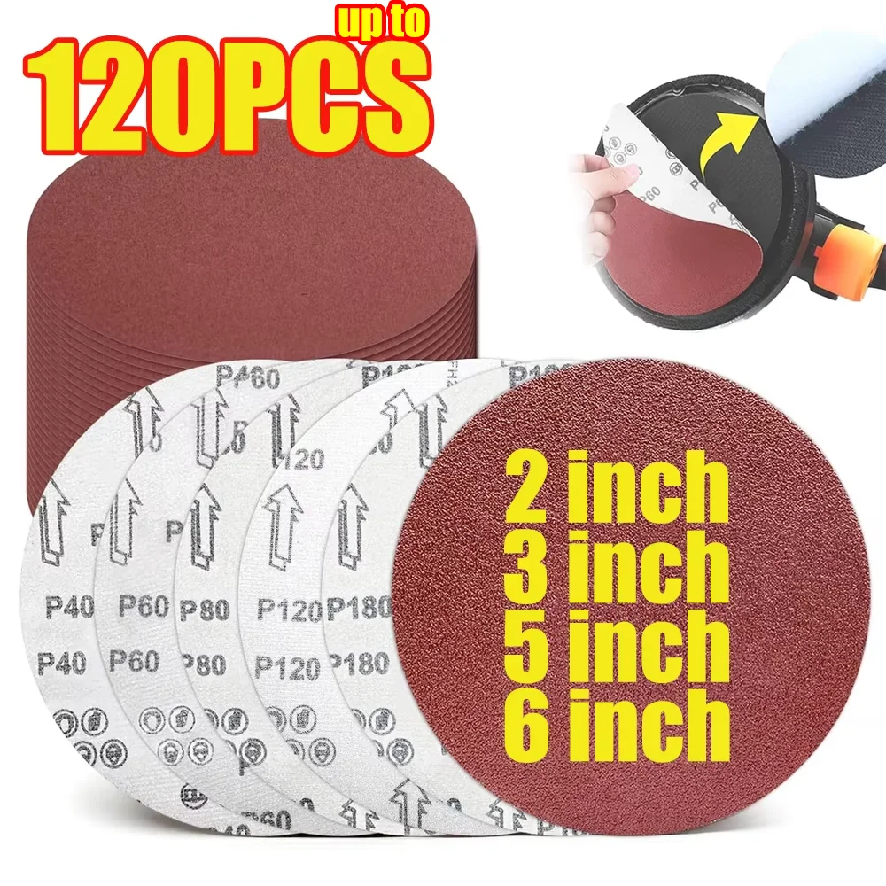 120-1 Stück 2/3/5/6 Zoll runde Schleifscheiben für Holzbearbeitung und Metallbearbeitung, Schleifpapier 40-2000 Körnung, Schleif- und Polierwerkzeug