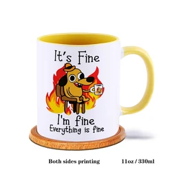 Funny Inspirational Ceramic Coffee Mug - Perfect Gift - 301 - 400ml (Yellow A)