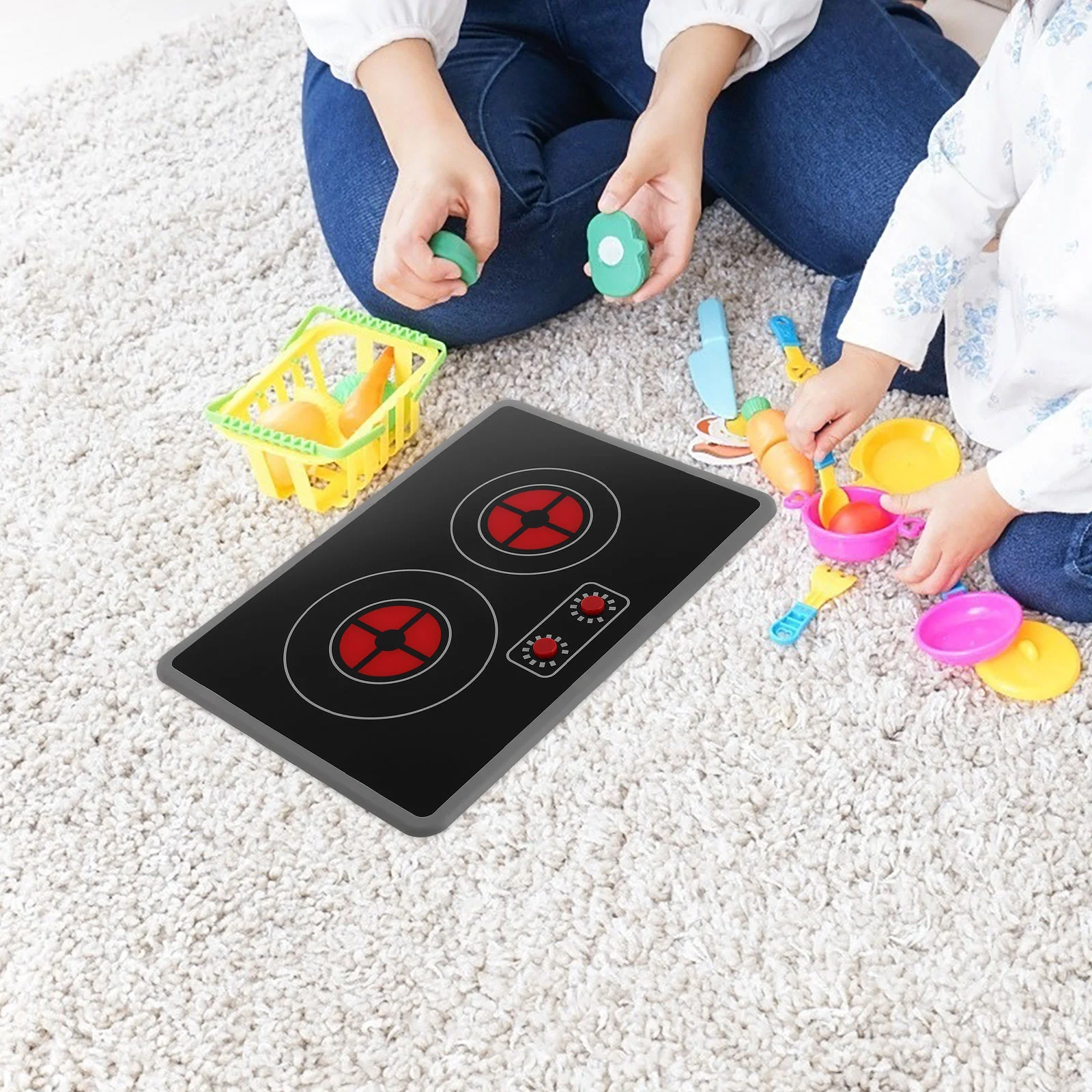 Mini Play Kitchen Set Toy Induction Cooker Kids Appliances Set Boys Girls Kitchen Accessories Plastic Playset Pretend