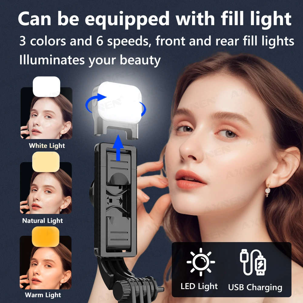 L21 Selfie Stick Tripod Stand for Cell Phone Holder Pole with 5-section Extension Rod Monopod for Gopro Action Camera Vlog