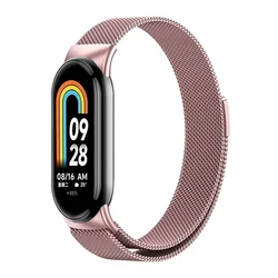 Milanese Loop Metal Strap Magnetic Bracelet - Mi band 10 - 9 - 8 (Rose pink 03)