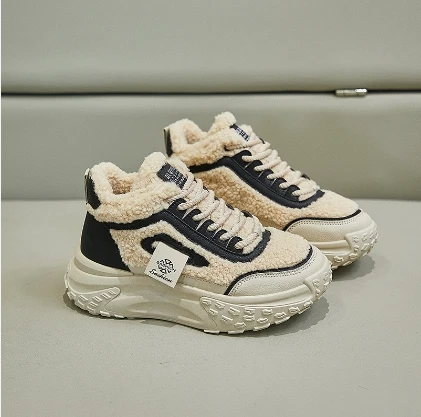 Women's Shoes Autumn and Winter New Fashion Trend Plus Cotton Warm Lamb Velvet Comfortable Breathable Outdoor Casual Shoes
