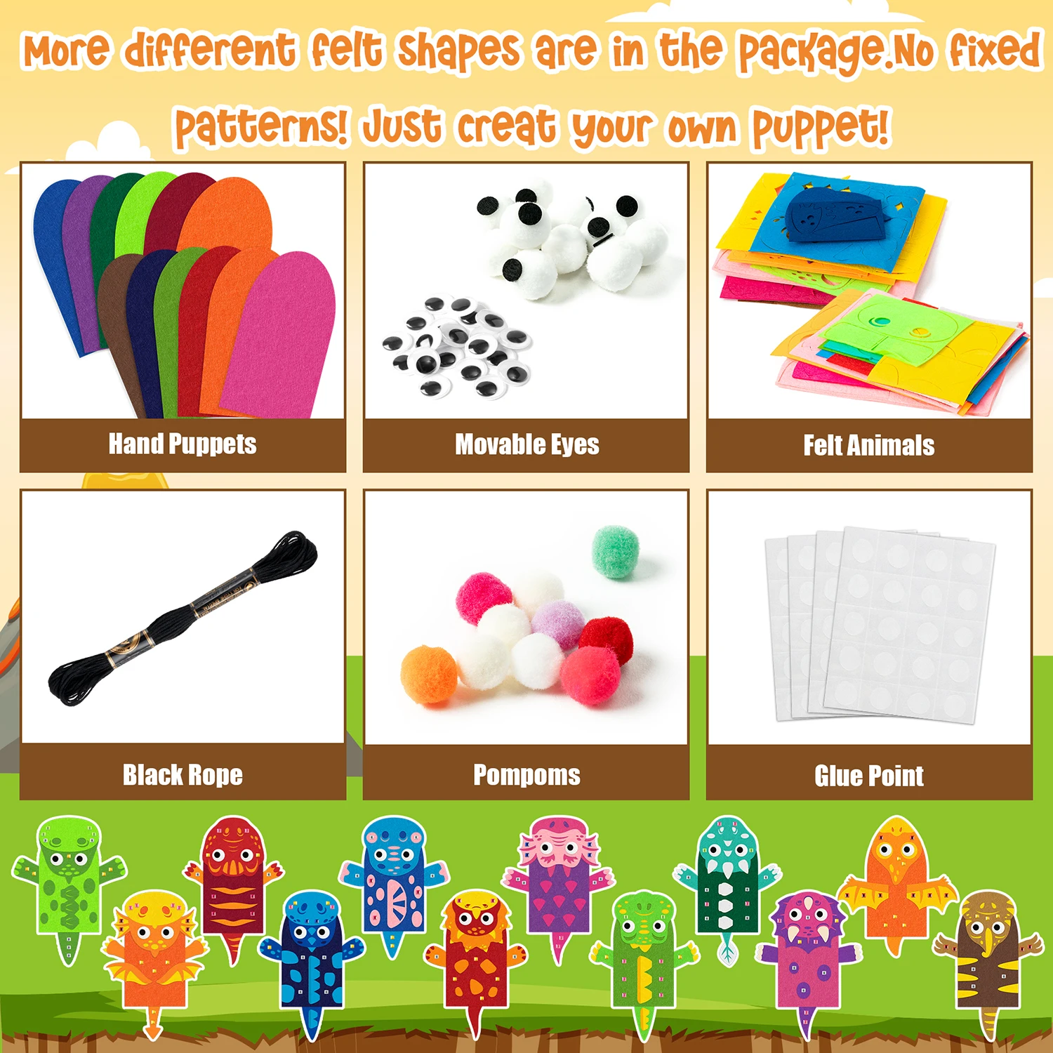 Animal-Themed DIY Hand Puppet Craft Kit