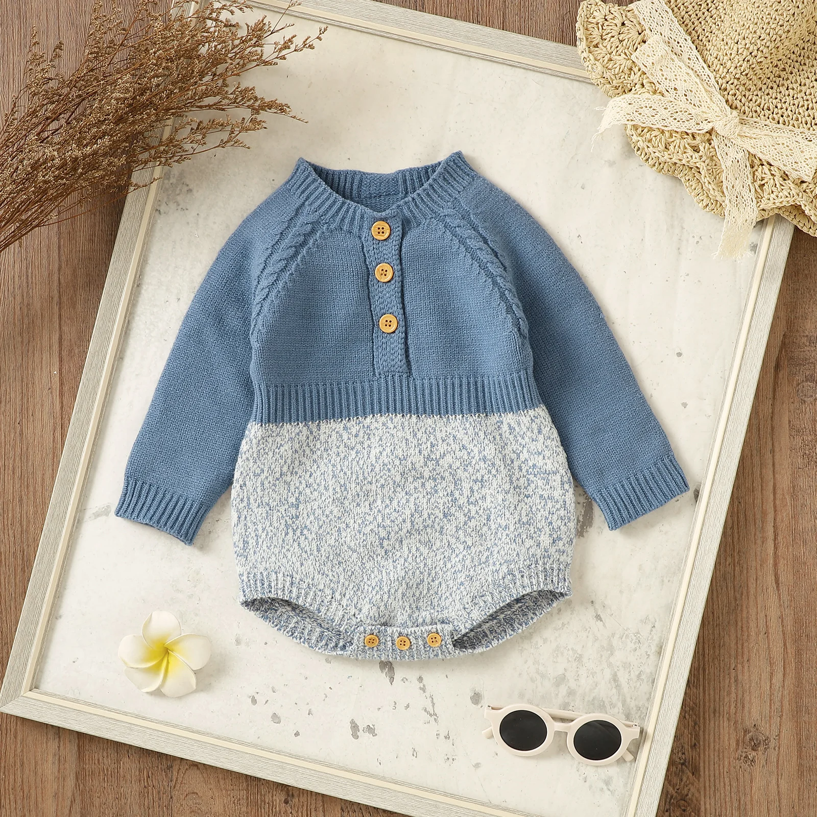 Winter Newborn Knit Clothes Baby Girls Boys Sweater Rompers Soft Long Sleeve Contrast Color Button Crochet Playsuit For Infant baby bodysuit cotton romper cowboy rompers
