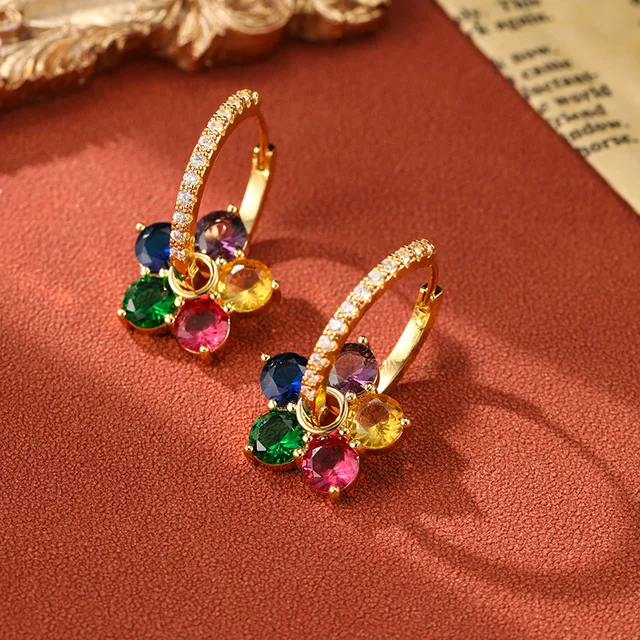 قرط زهرة الزركون للنساء من SUYU ، أقراط طويلة ،