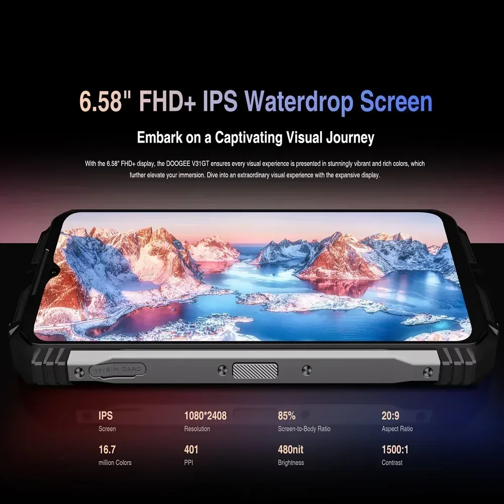 DOOGEE V31GT Rugged Smartphone Thermal Imaging  6.58 Inch FHD 12GB+256GB Phone Android 13.0 50MP 10800mAh Octa Core 5G Cellphone