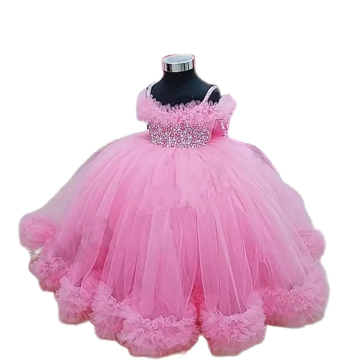 

A+A+Pink Ball Gown Flower Girl Dresses Straps Neck Kid Birthday Party Dress Costumes Photography Custom
