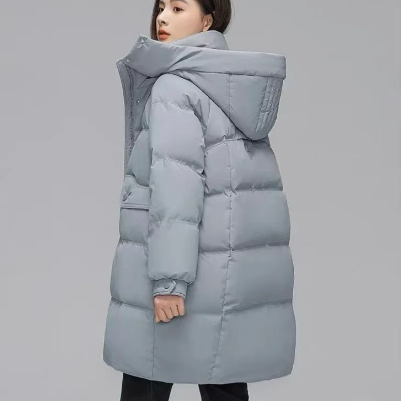 2023 New Women Down Cotton Coat Winter Jacket Female Mid Length Version Parkas Thick Warm Outwear Hooded Leisure Time Overcoat