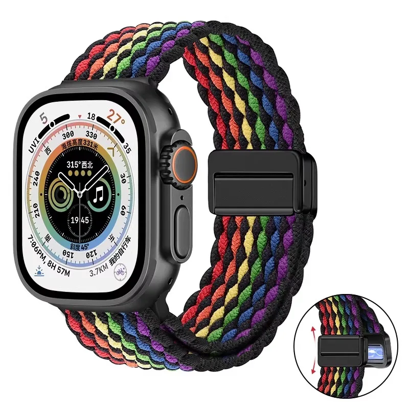 Breathable Nylon Braided Strap for Apple Watch - Adjustable Wristband