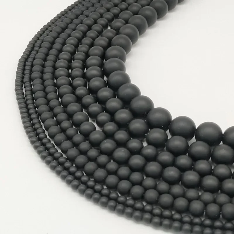 

*Black Dull Polish Matte Onyx Agata Round natural stone Beads 16"/Strand 4 6 8 10 12 14 MM Pick Size Factory sell