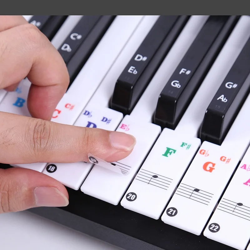 Autocollants de nom de clavier de Piano électronique, étiquette  autocollante pour notes de musique, 49 61 88 touches - AliExpress