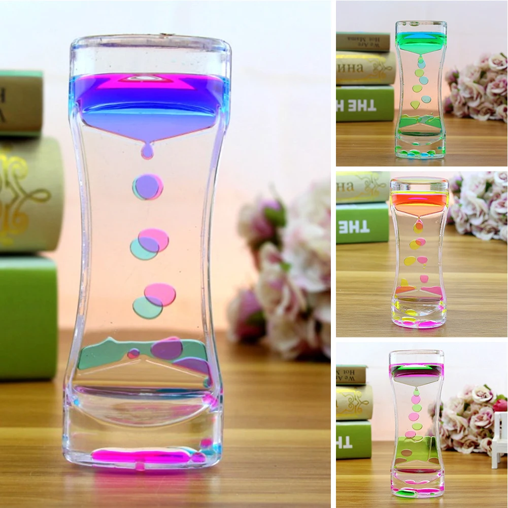 Minuteur liquide – Jouet sensoriel pour la relaxation en mouvement –  Sablier à bulles liquides pour enfants, jouet pour la maison, le bureau