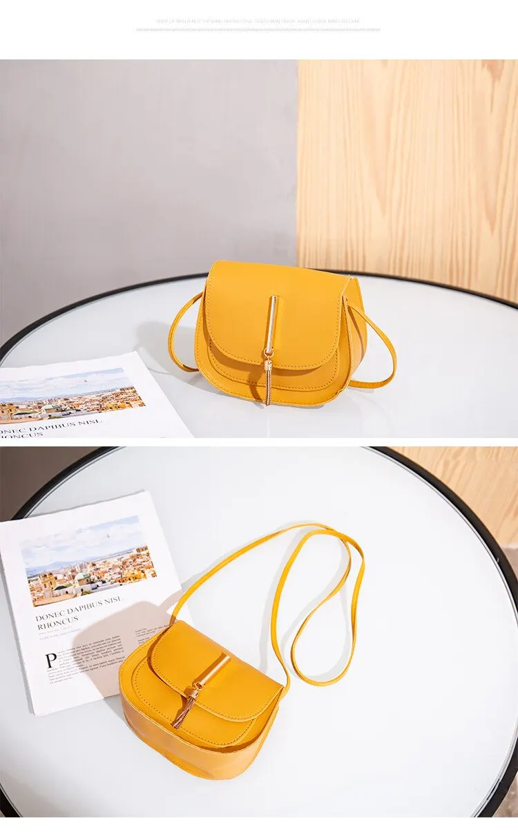 Se06b67fe258242619cbace71e966180dW New Golden Tassel Double Layer Semi Circle Solid Color One Shoulder Saddle Bag Fashion Casual Women Small Bag Mallzona