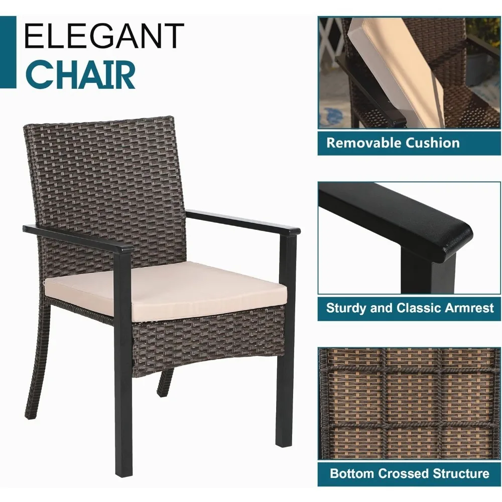 Outdoor Patio Rattan Wicker Chairs Set, Outdoor Patio Wicker Rattan Dining Chair Set of 4, 4 Woven Rattan Wicker Patio Chairs 4