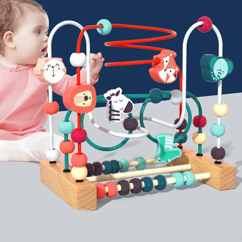 Montessori Baby Toys Wooden Roller Coaster Bead Maze Toddler Early Learning Educational Puzzle Math For Children 1 2 3 Years