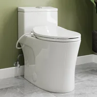 with Non-Electric,Elongated ADA Chair Height Toilets with Adjustable Nozzles Seat, Powerful Dual Flush&Soft Closing Seat Include 1