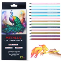 24 Color Metallic Colored Pencils Drawing Sketching Set Painting Colour Pencils Art Supplies for Artist Coloring Pencils 3