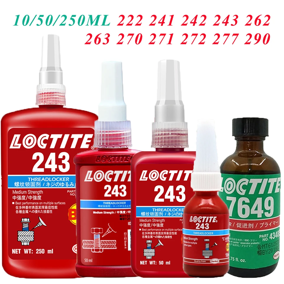 Threadlocker 10ml 50ml 250ml loctite 222 242 243 262 263 270 271 2701