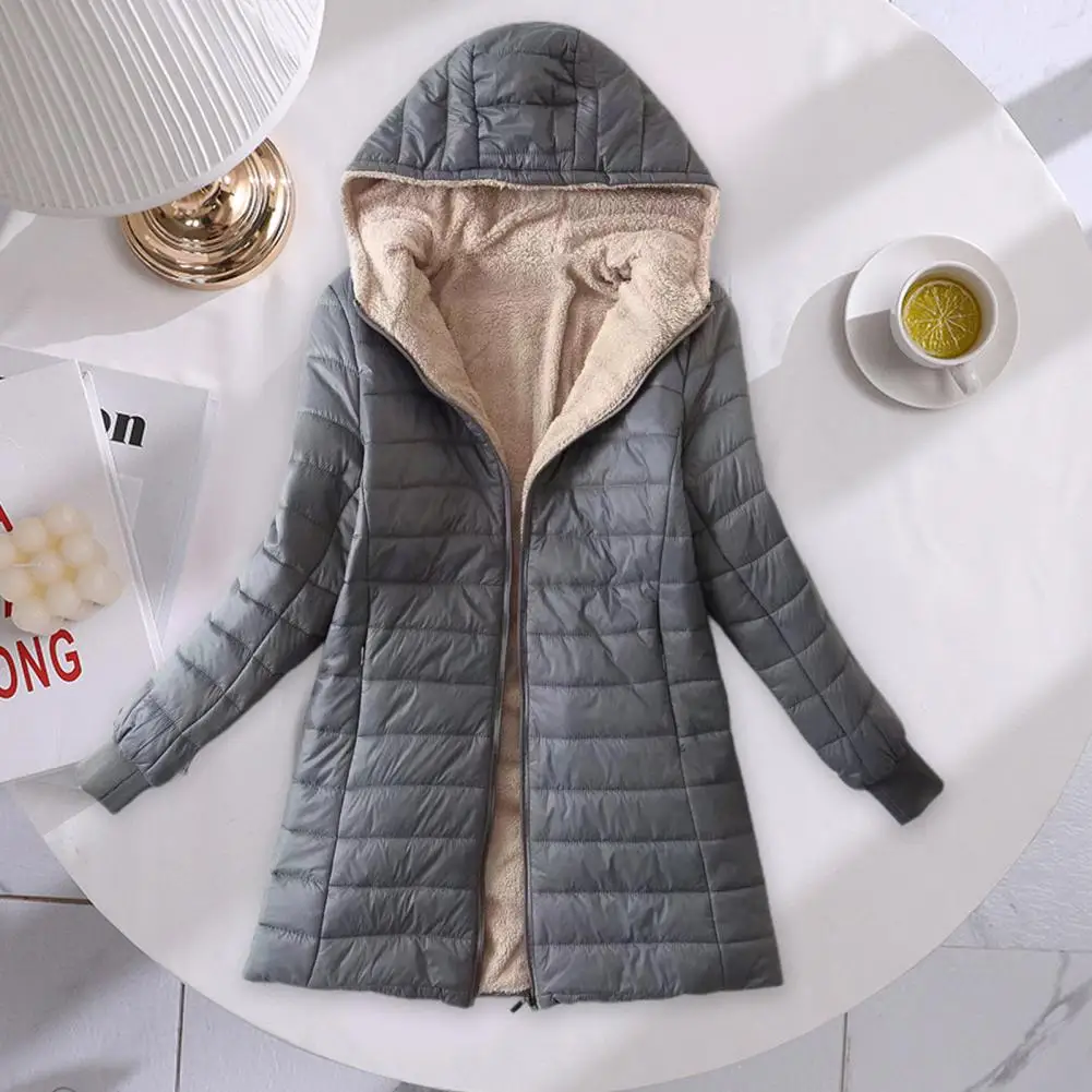 Cozy Autumn Winter Mid-length Jacket S-2XL Women Coat Mid-length Jackets Office Ladies Clothes for Outdoor