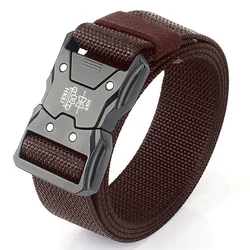 Men's Tactical Outdoor Nylon Belt with Multi-Function Buckle - 120cm (B1 coffee)