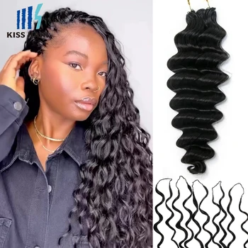 Feathered Deep Wave 240g for Full Head Miracle Knots Crochet 100% Human Hair for Boho Braids Pre-devided Wavy Bulk Hair Bundles 1