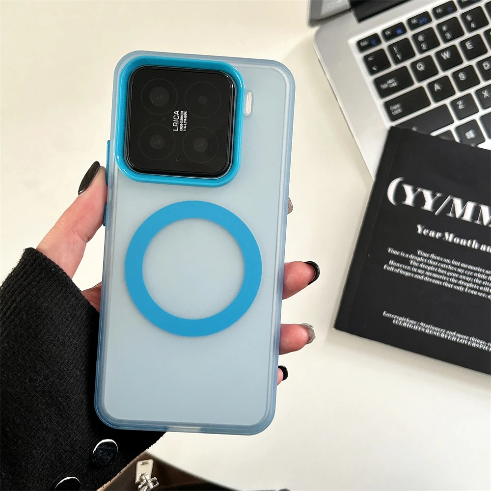 Armour Magnetic Translucent Phone Case with Colorful Camera Bumper