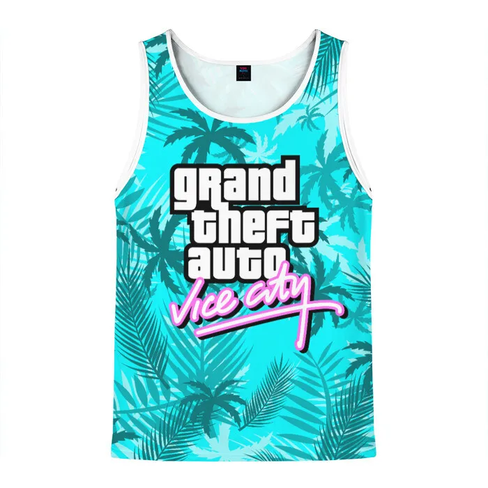

Summer Hot GTA Tank Tops Male 3D Grand Theft Auto Vice City Printed Men Women Fashion Sleeveless Top Causal Style Vests Clothing