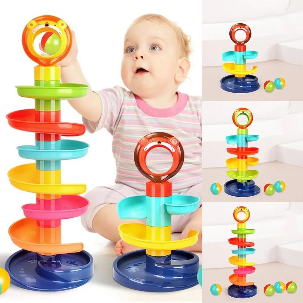 

Lion Rolling Ball Pile Tower Plastic Multi-layer Sliding Ball Tower Toy Early Education Toy Montessori Sensory Toys