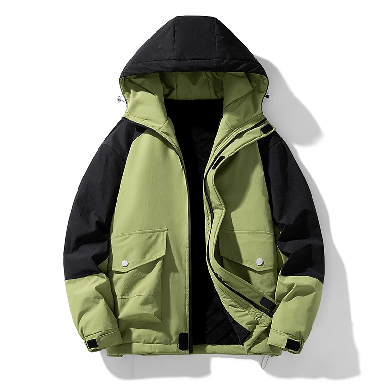New Fleece Lined Parka Outdoor Warm Snow Men/women Padding Coat Fashion Men's Winter Hooded Jacket Windproof Waterproof Coat