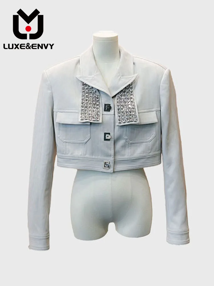 

LUXE&ENVY High Street Trendy Designer Metal Slimming Short Jacket 2023 Autumn