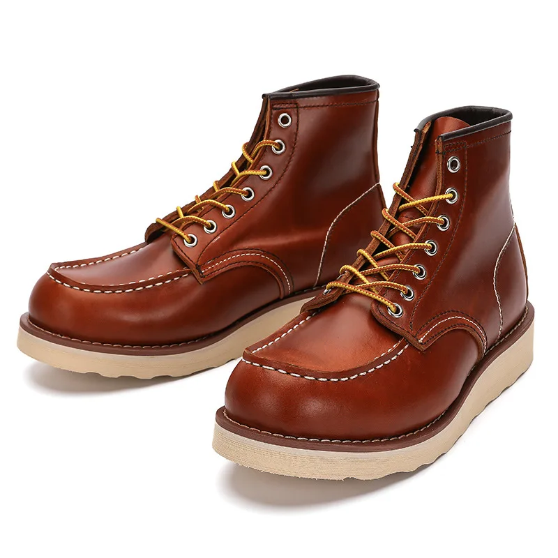 

Vintage Men's Genuine Leather Boots Luxury Brand Handmade Quality Platform Autumn Elegant Black Wedding Social Work Shoes Man