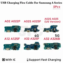 5Pcs Good quality USB Charging Port Board Flex Cable Connector Parts For Samsung A02 A02S A12 A22 A32 4G 5G Microphone Module
