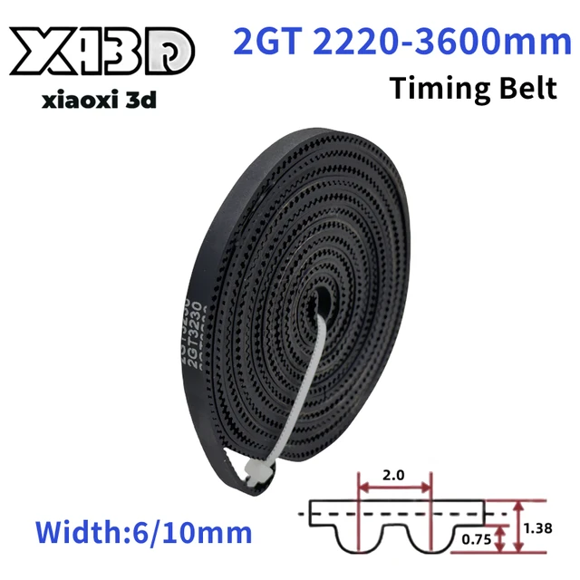 GT2 Closed Loop Timing Belt 2GT-6mm Transmission Belt 2220mm 2270mm 2500mm 3000mm 3230mm 3600mm Synchronous Belts for 3D Printer 1