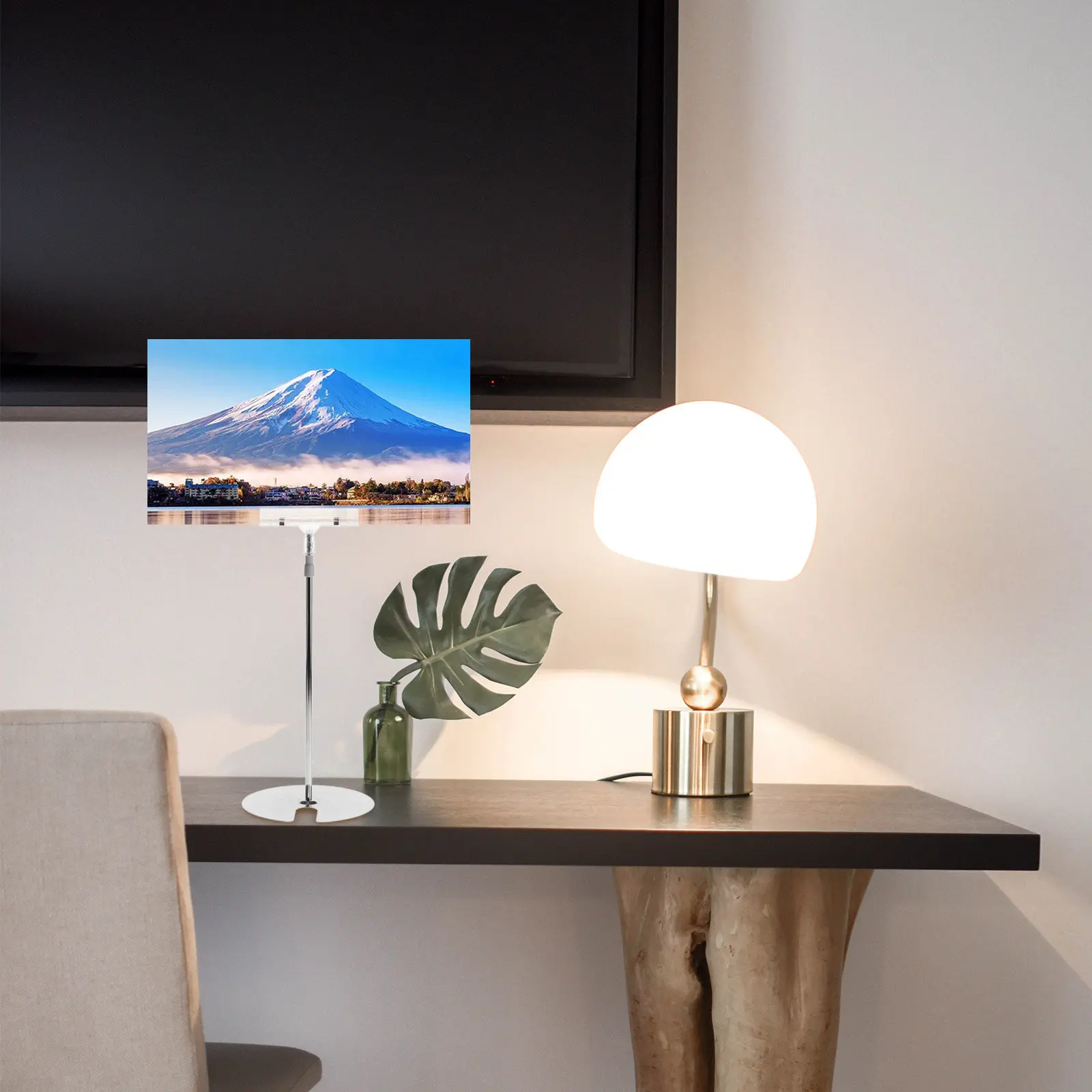 T자형 조절 가능 포스터 디스플레이 홀더 데스크탑 배너 스탠드 (광고 간판, 홍보 자료용) 미니멀리스트 디자인