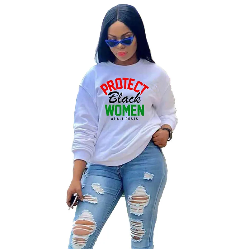 Autumn 2021 Women\'s Printed Long-sleeved Hoodi O-Neck Casual Large Size Loose Sweatshir Ladies Fashion Plus Size Graphics Tops