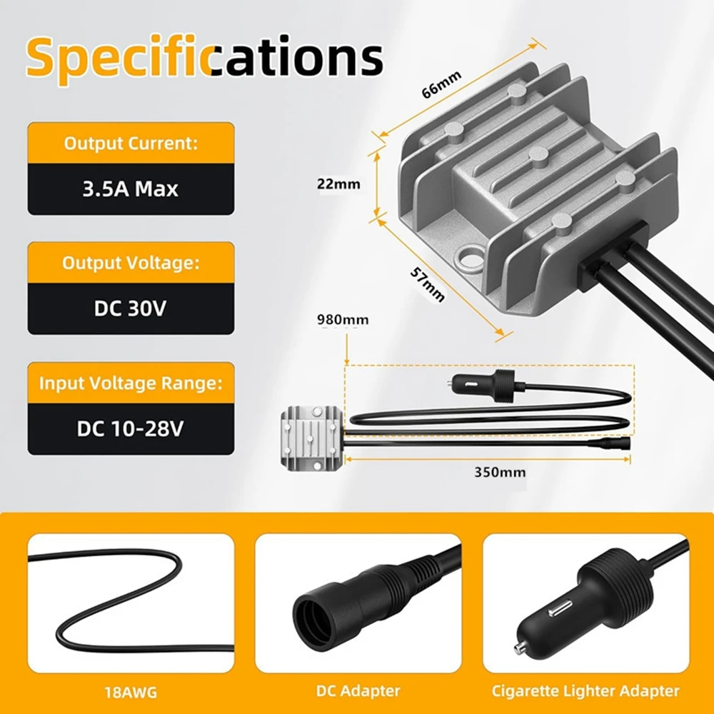 스타링크 미니 케이블카 어댑터 스텝업 컨버터 시거잭 플러그 12V 전원 케이블 10-28V 30V 3.5A 키트