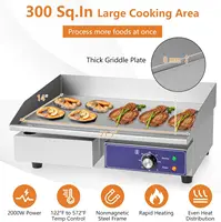 Commercial Griddle, 22" Electric Griddle 2000W, Cast Iron Griddle, Stainless Steel Frame, 122℉-572℉ Adjustable Temperature Contr 2