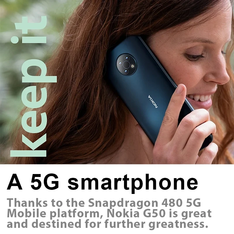 New Global Version Nokia G50 5G Smartphone Snapdragon 480 6GB RAM 128GB ROM NFC 6.82 Inch 48MP Triple Camera 5000mAh Android 11