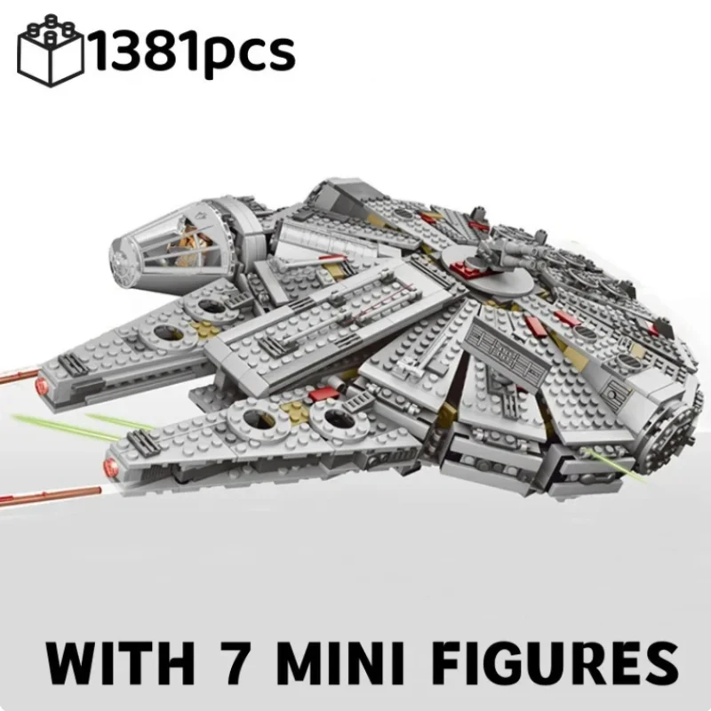 Spacecraft Building Blocks Toy 1381 Pcs Space Millennium War Ship Spacecraft Set Falcon Alien MINI 75105 Figure Model Building Blocks Bricks Toy Kids Gift