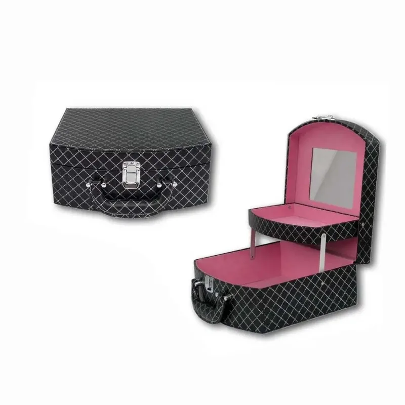 

Hot-sale Professional Makeup Suitcase with Mirror stack storage portable cosmetic case box