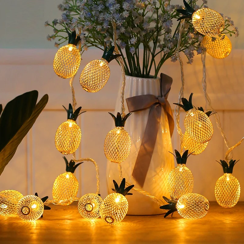 パイナップル形のLEDライトチェーン,1.5m,クリスマス,結婚式