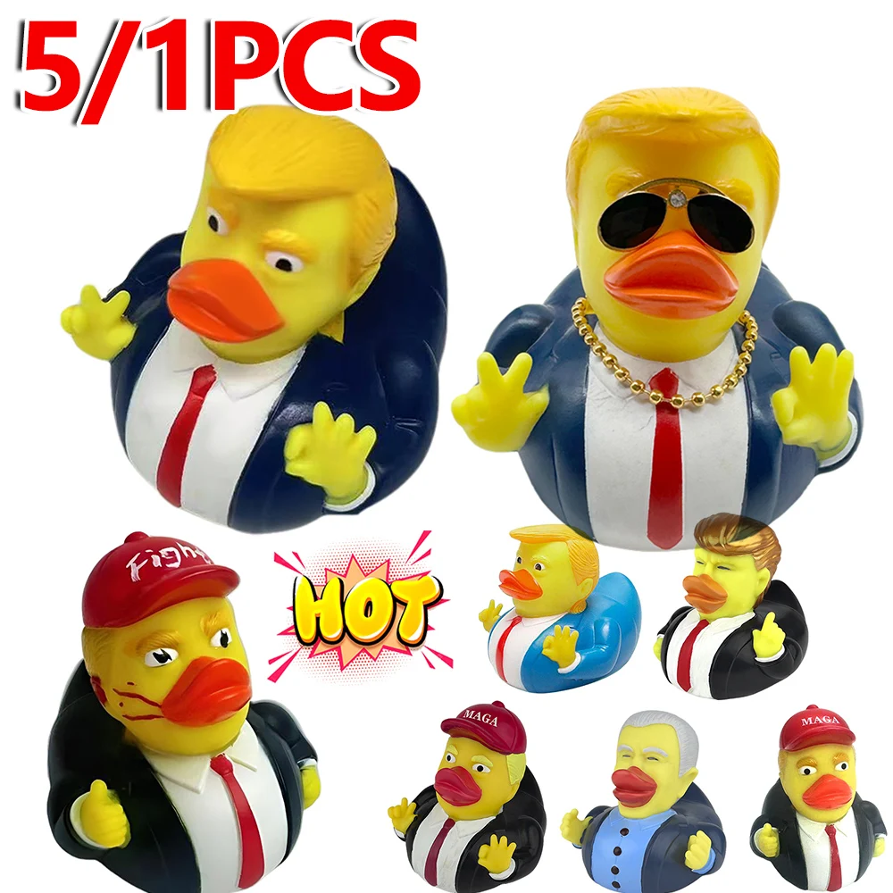 5/1pcs Trump Rubber Duck Baby Bath Toys Trump Merchandise Rubber Duckies Funny Duck Toy for Kids Gift Baby Showers Bath Time 2
