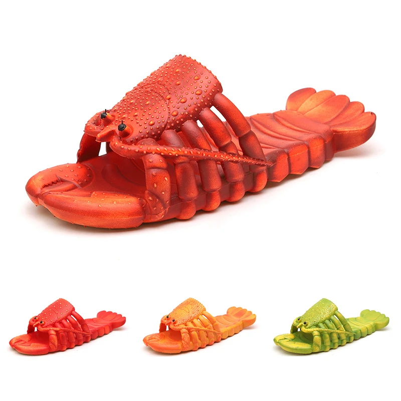 

Lobster Slippers Men Funny Animal Summer Flip Flops Cute Beach Shower Casual Shoes Women Unisex Big Size Soft Home Slippers