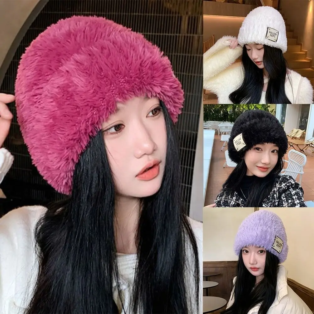 

Solid Color Winter Warm Hats High Quality Unisex Letter Printed Casual Stacking Hats Plush Knitted Hats Women Warm Hats
