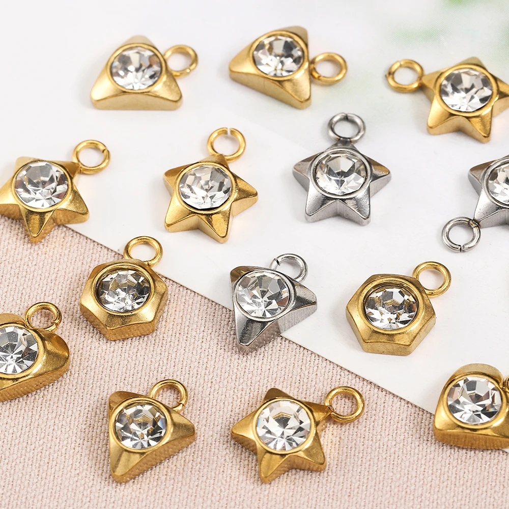 20 Stück Edelstahl Zirkon Strass Stern Liebe Herz Charms Anhänger für Ohrringe Halskette Armband DIY Schmuckherstellung – Detail 3