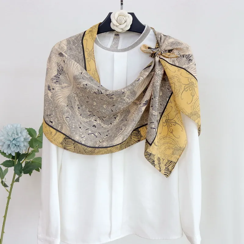 

New 100% natural silk scarf Women Fashion Scarfs Foulard Female Scarves Wrap Stole Bufandas Hijab Luxury Brand Shawls Bandana